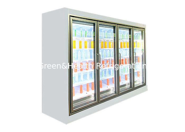 Remote Plug-In Multideck Open Beverage Display Chiller dengan R404A Refrigerant dan Double Air Curtain untuk pendingin komersial 2 ~ 8 °C