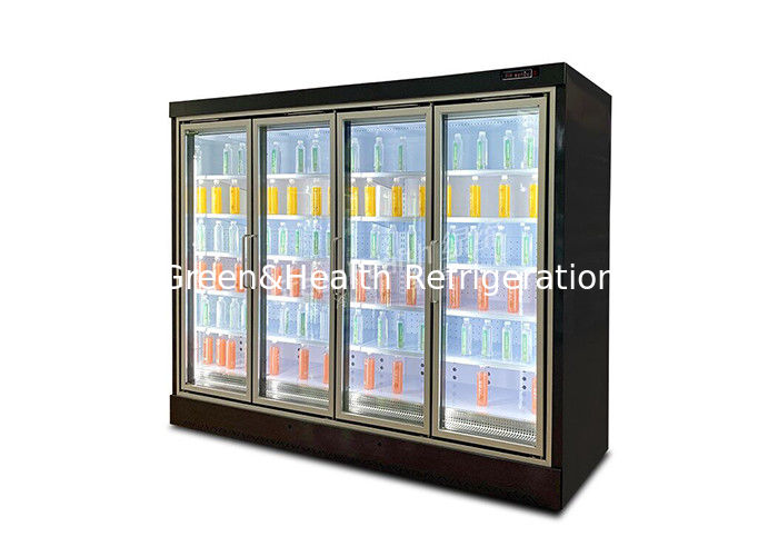 Remote Plug-In Multideck Open Beverage Display Chiller dengan R404A Refrigerant dan Double Air Curtain untuk pendingin komersial 2 ~ 8 °C