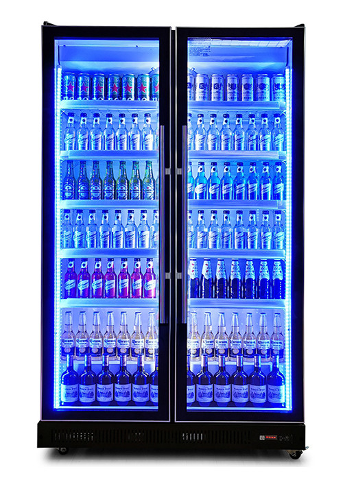 Pengeringan Kipas Commercial Display Chiller Multiple Glass Pintu Dazzle Minuman Hitam Display Kulkas
