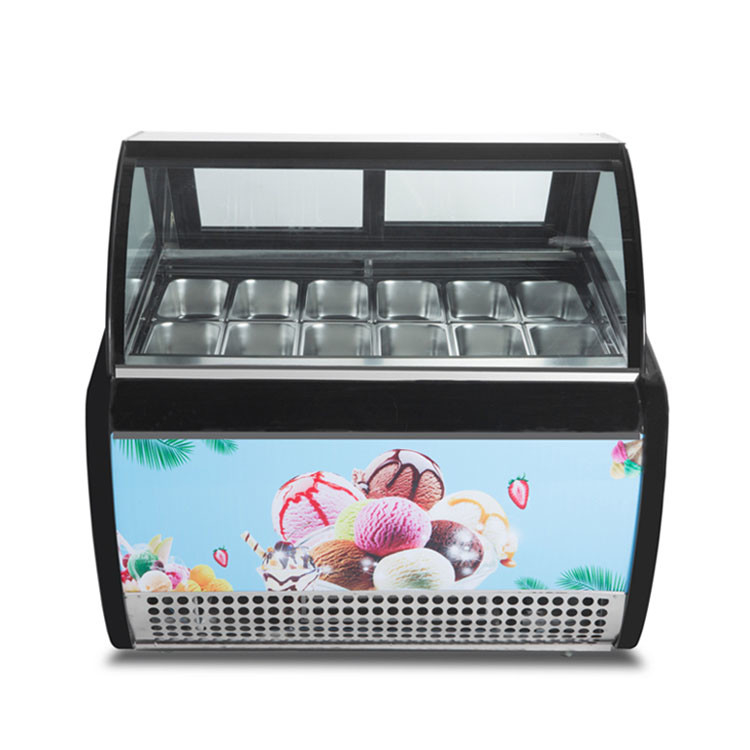 12 Pans Warna abu-abu Gelato Italia Display Freezer Untuk toko es krim