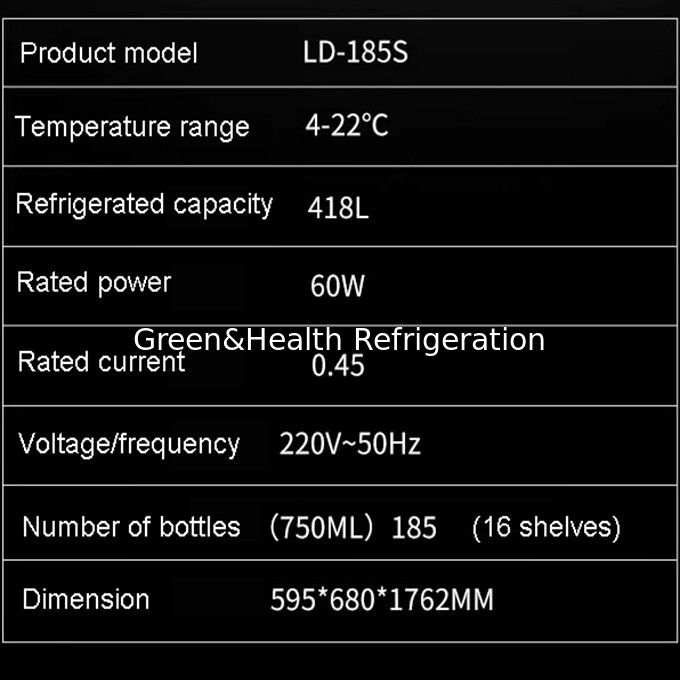 Sertifikat ETL 360 ° pendingin udara kulkas anggur dengan sistem defrost otomatis 418L 220V 50HZ