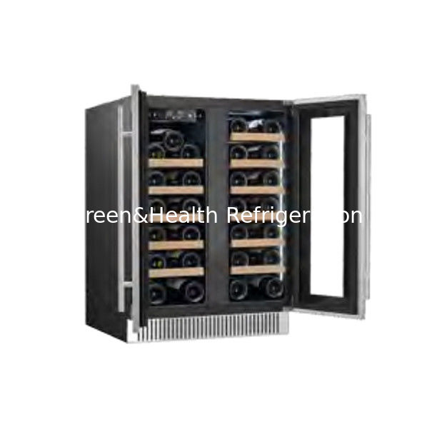 Sertifikat ETL 110V/60Hz Pintu Kaca Ganda Kabinet Wine Cooler Dengan R600 Refrigerant