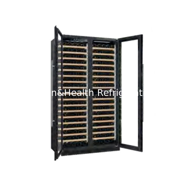 Sertifikat ETL 110V/60Hz Pintu Kaca Ganda Kabinet Wine Cooler Dengan R600 Refrigerant