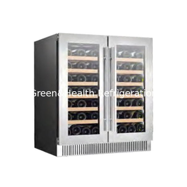 Sertifikat ETL 110V/60Hz Pintu Kaca Ganda Kabinet Wine Cooler Dengan R600 Refrigerant