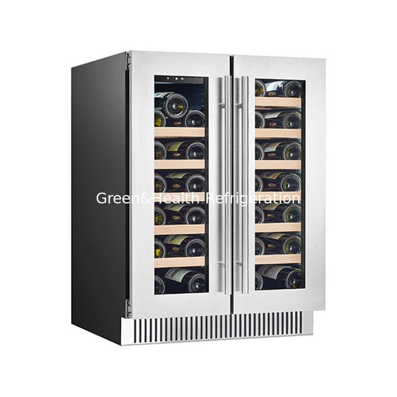 Sertifikat ETL Fashion Zona Ganda SS Pintu Kaca Ganda Pendinginan Anggur Merah Dengan 180L 68 botol