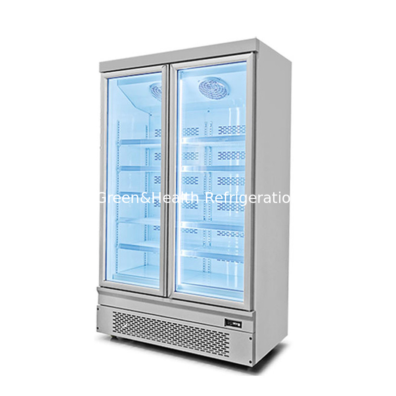 Pendinginan kipas suhu tunggal Pintu kaca Freezer Dengan Pintu Kembali Auto Spring