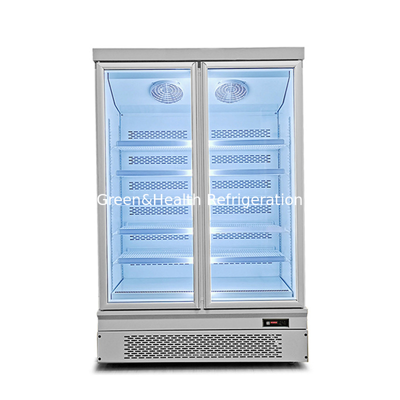 Pendinginan kipas suhu tunggal Pintu kaca Freezer Dengan Pintu Kembali Auto Spring