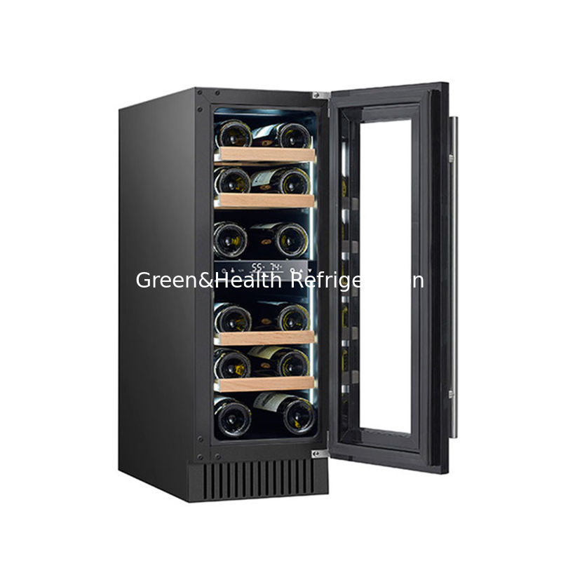 Sertifikat ETL Elektronik Suhu Wine Display Cooler Dengan Pintu Kaca Dan Bahan Rak Kayu