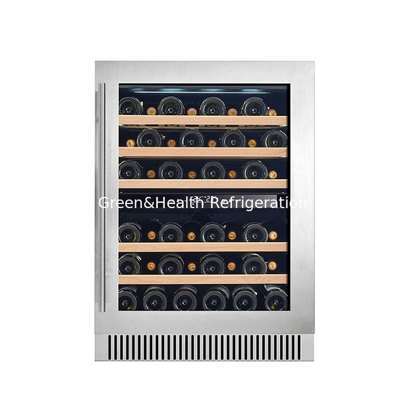Sertifikat ETL Elektronik Suhu Wine Display Cooler Dengan Pintu Kaca Dan Bahan Rak Kayu