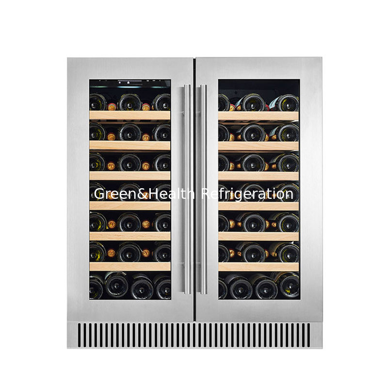 Sertifikat ETL Elektronik Suhu Wine Display Cooler Dengan Pintu Kaca Dan Bahan Rak Kayu