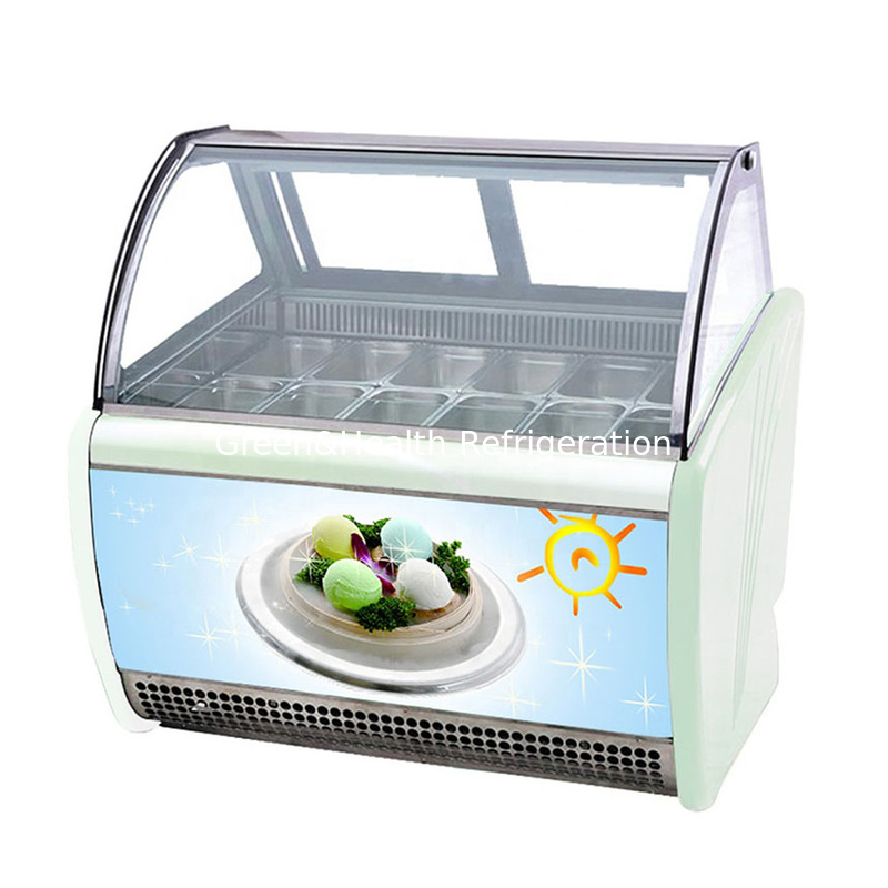 Warna dan Ukuran yang Bisa Disesuaikan Gelato Es Krim Display Freezer dengan 10 / 12 / 16 / 22 Pans