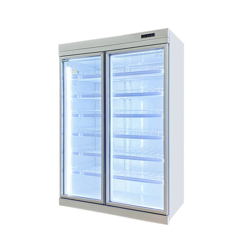 Freezer vertikal bebas es komersial dengan roda pintu 2/3/4/5 termasuk