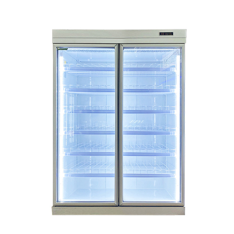 Freezer vertikal bebas es komersial dengan roda pintu 2/3/4/5 termasuk