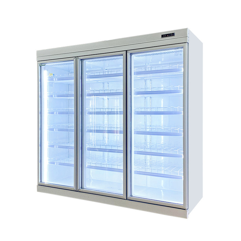 Freezer vertikal bebas es komersial dengan roda pintu 2/3/4/5 termasuk