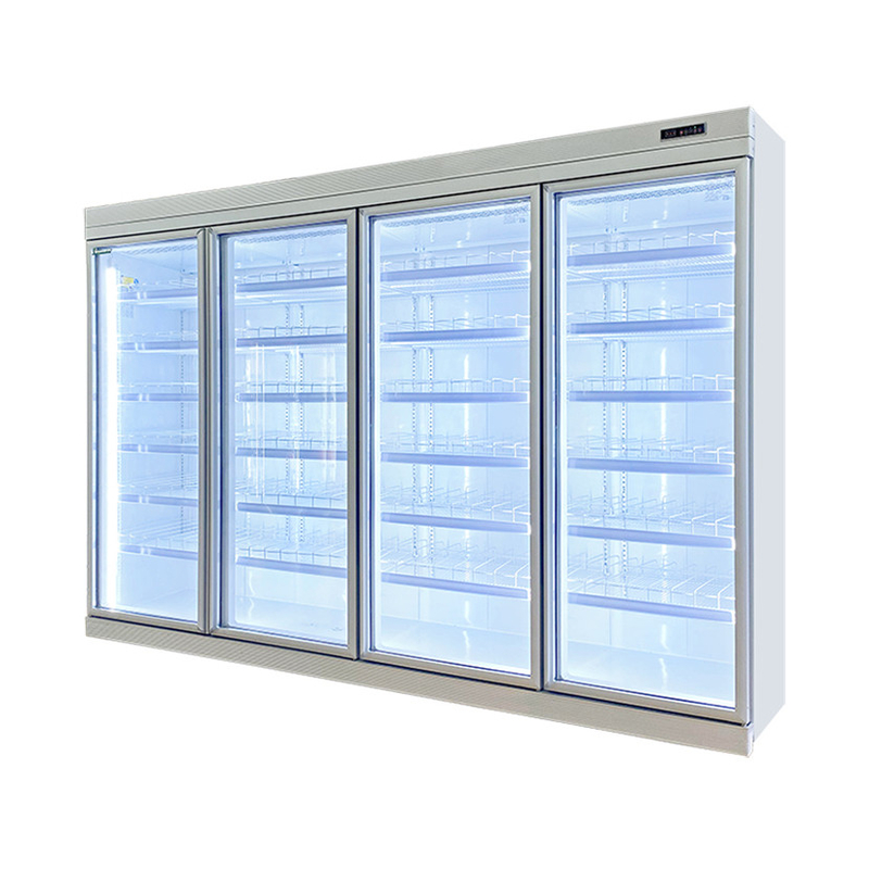 Freezer vertikal bebas es komersial dengan roda pintu 2/3/4/5 termasuk