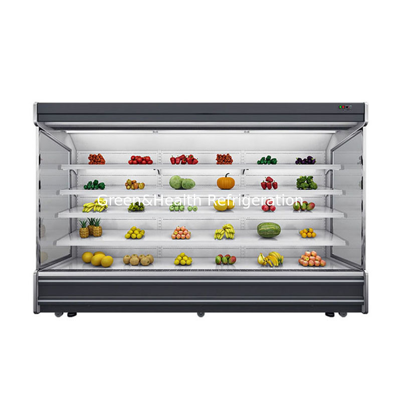 Komersial Multideck Open Chiller dengan 4 Rak 5 Display Spaces LED Lighting dan R22 Refrigerant