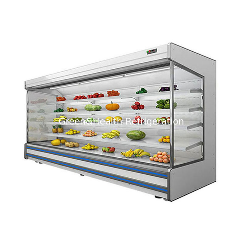 Komersial Multideck Open Chiller dengan 4 Rak 5 Display Spaces LED Lighting dan R22 Refrigerant
