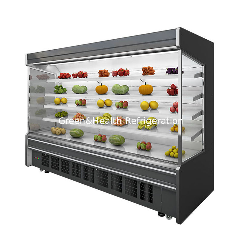 Komersial Multideck Open Chiller dengan 4 Rak 5 Display Spaces LED Lighting dan R22 Refrigerant