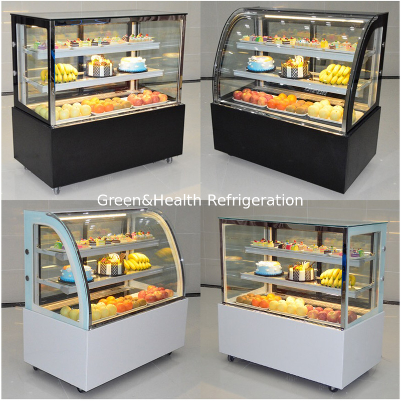 Marmer Base 2 Lapisan Dek Cake Tampilan Freezer untuk ular sushi pastri Tampilan