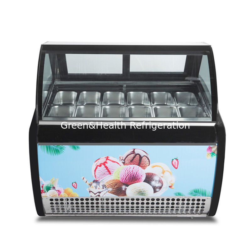Countertop Gelato Display Freezer dengan Danfoss Compressor Glass Anti-fog dan pendingin udara dinamis