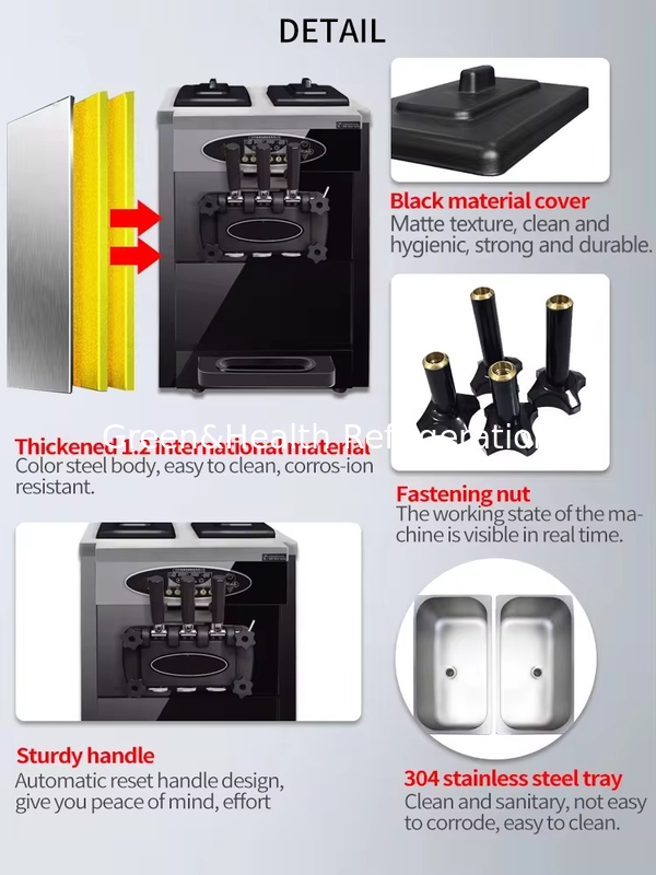 3 rasa lantai berdiri 304 stainless steel es krim membuat mesin dengan casters