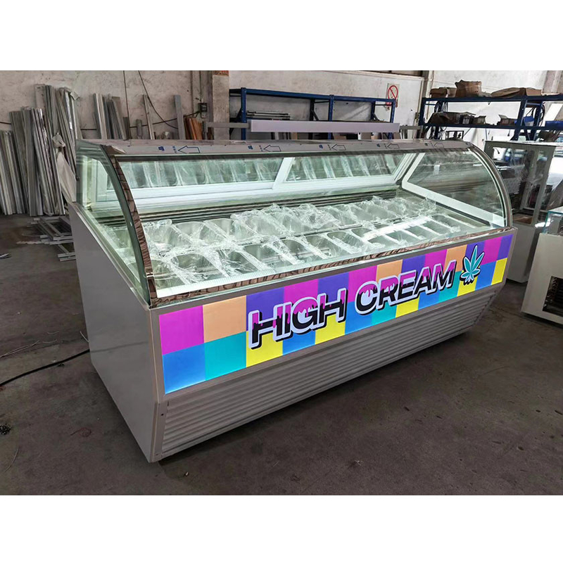 Ultra Low Temperature Ice Cream Display Freezer dengan Customized Light Box atau Marble Base
