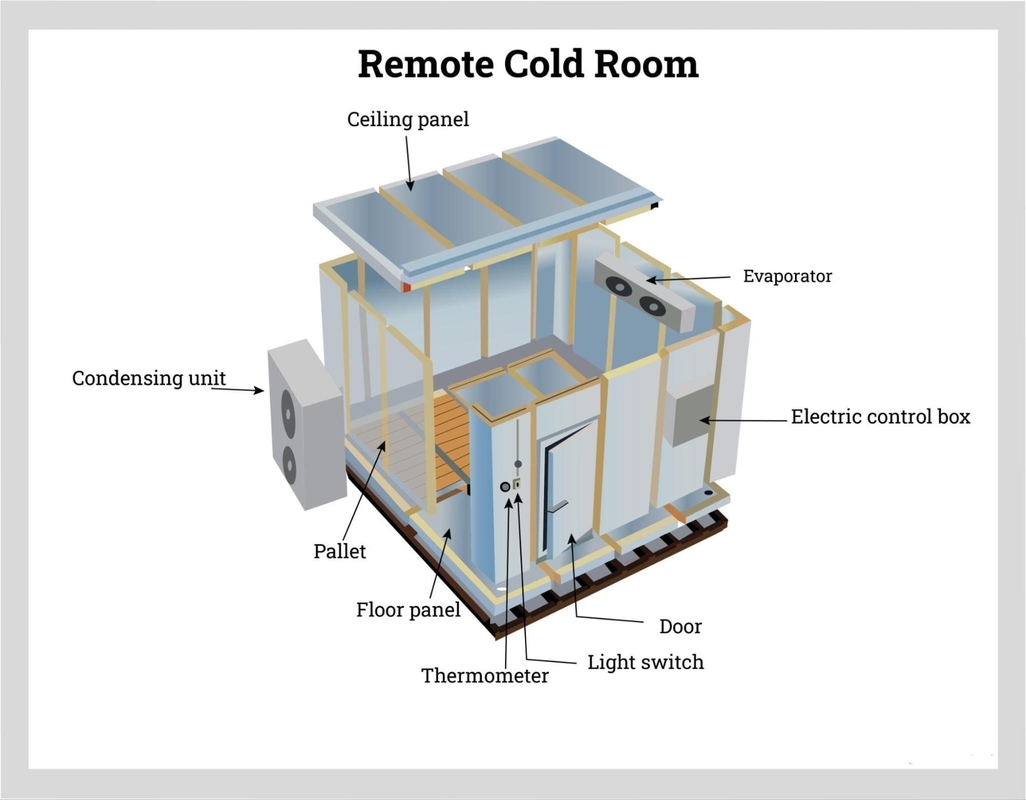 Ruang penyimpanan dingin Walk-In's Cooler Walk-In Freezer dengan sistem pendingin