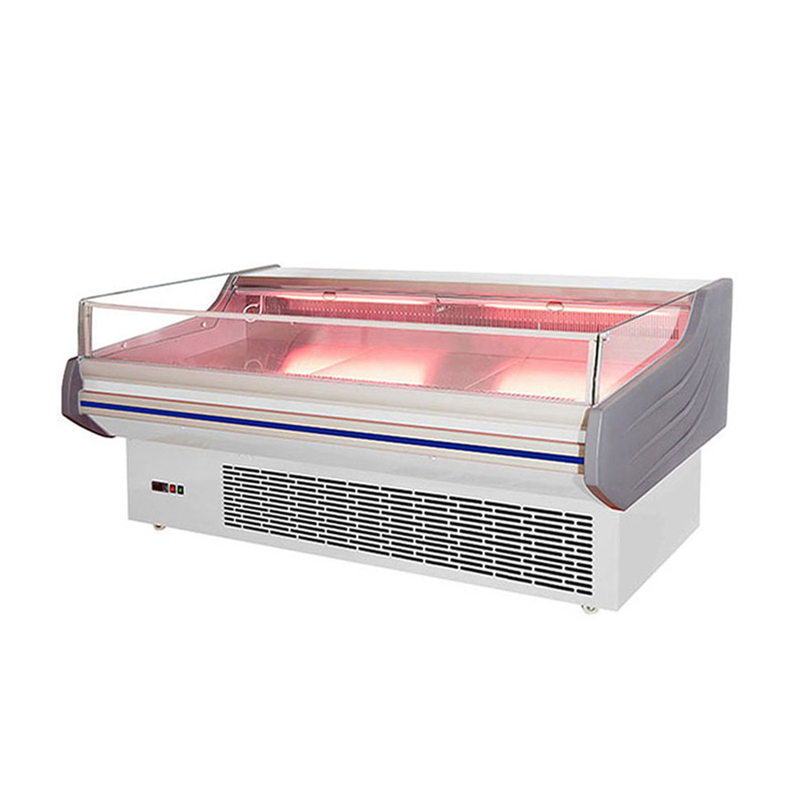 Hipermarket Pendinginan Open Type Counter 2.5M Fresh Meat Display Freezer