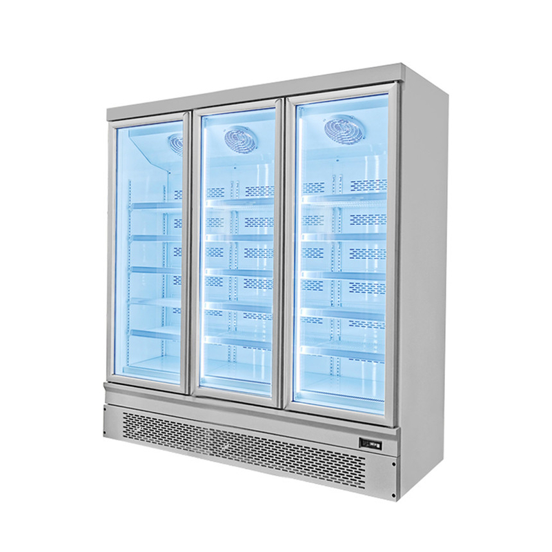 Efisiensi energi 1 2 3 Pintu kaca Freezer dengan Pintu belakang otomatis cepat