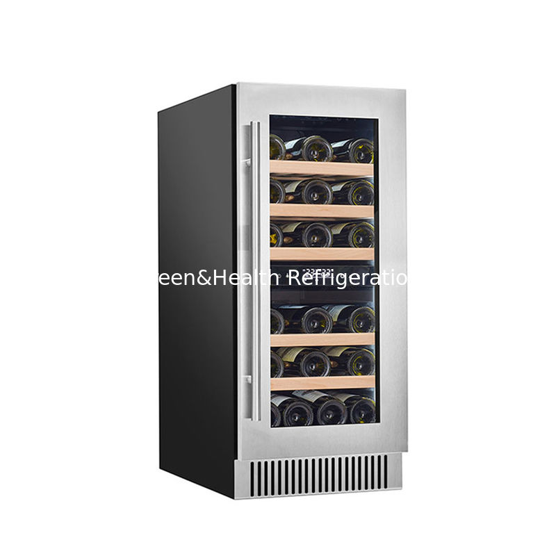 Sertifikat ETL 60 Botol Dual Zone Electric Wine Cooler Dengan Rak Kayu Hitam