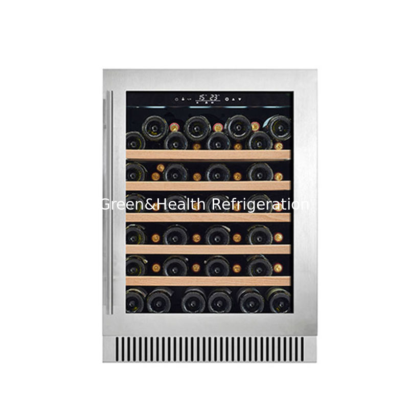 Sertifikat ETL 60 Botol Dual Zone Electric Wine Cooler Dengan Rak Kayu Hitam