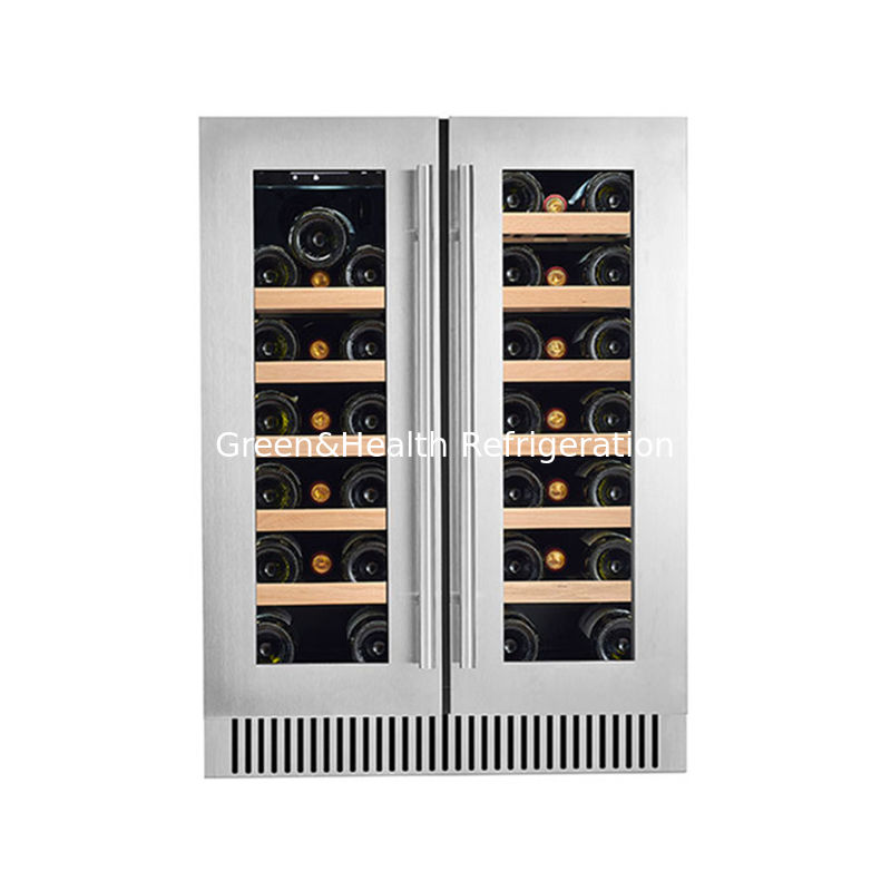 Sertifikat ETL LD-60D Hitam Dual Zone Wine Display Cooler Dengan Kontrol Suhu Elektronik