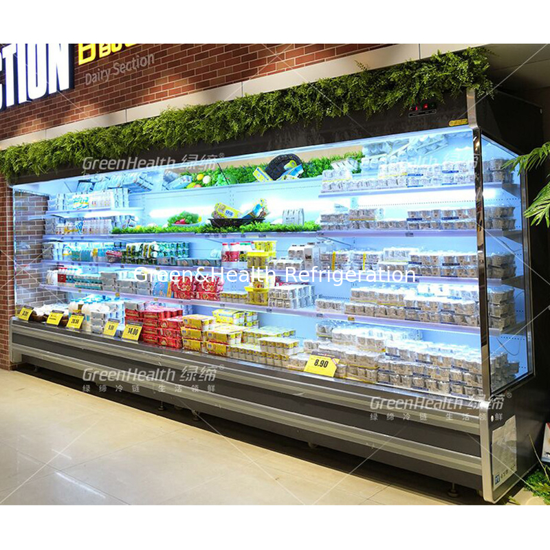 Plug-in tipe Sayuran Tampilan Kulkas Multideck Tampilan Chiller Commercial Open Case Chiller