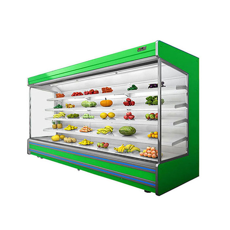 LED Multideck Open Display Chiller dengan 4 rak dan 5 ruang tampilan pada 2-8.C
