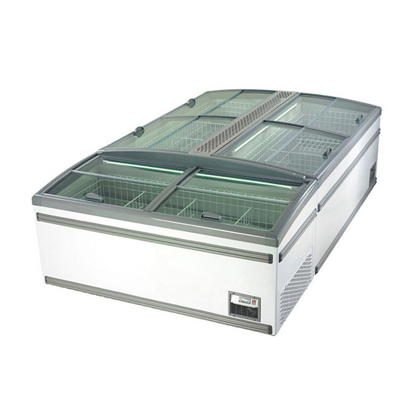 Putih / Grey Supermarket Pulau Freezer Dengan Defrost Otomatis Untuk Toko Makanan