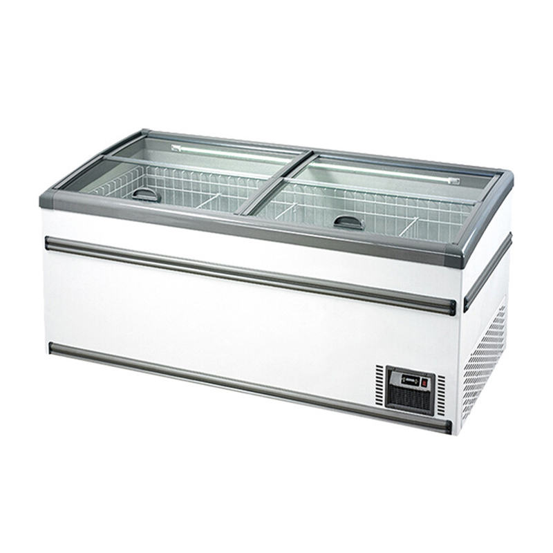Putih / Grey Supermarket Pulau Freezer Dengan Defrost Otomatis Untuk Toko Makanan