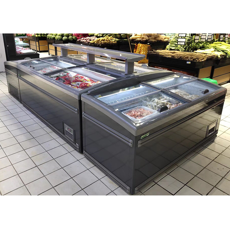 Putih / Grey Supermarket Pulau Freezer Dengan Defrost Otomatis Untuk Toko Makanan