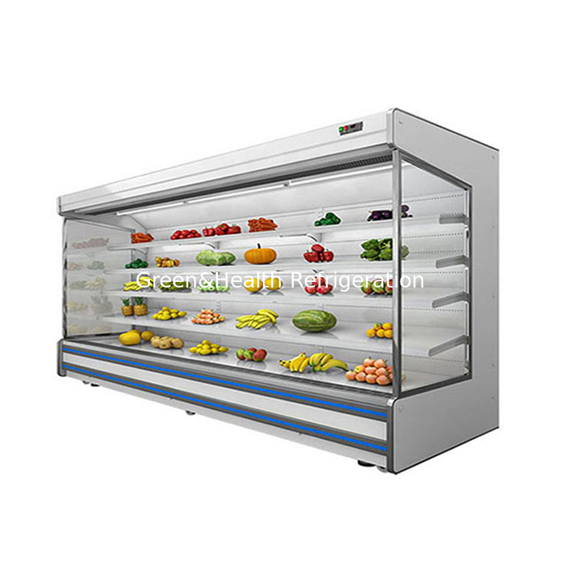 Tirai Malam Multideck Open Chiller Supermarket Showcase Untuk Minuman Dan Yogurt