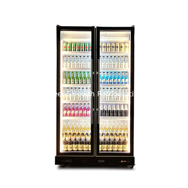 Swing Door Minuman Beralkohol Display Freezer dengan R290 refrigerant dan Low E Glass