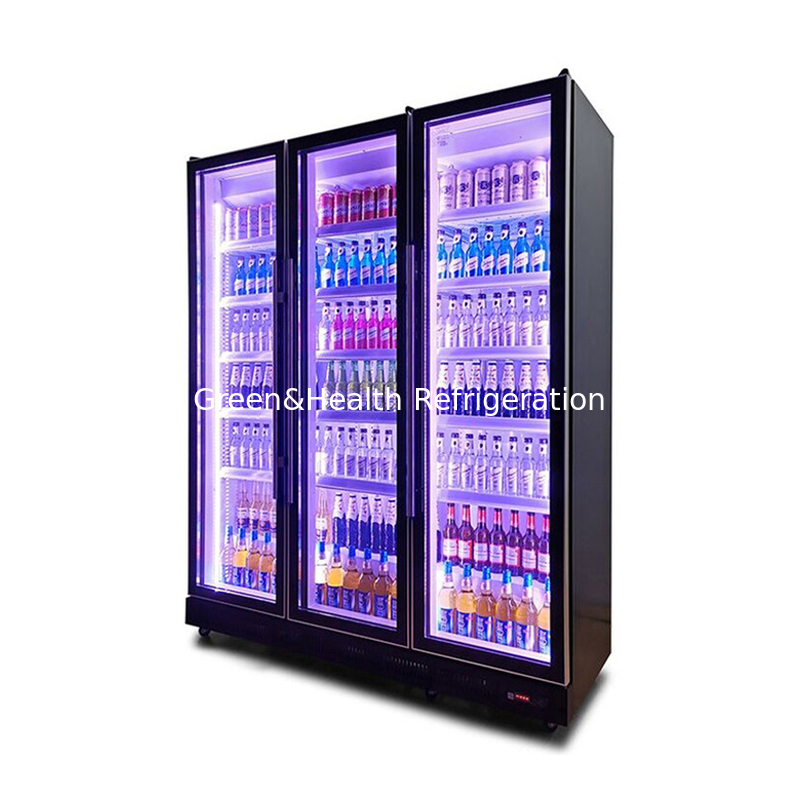 Swing Door Minuman Beralkohol Display Freezer dengan R290 refrigerant dan Low E Glass