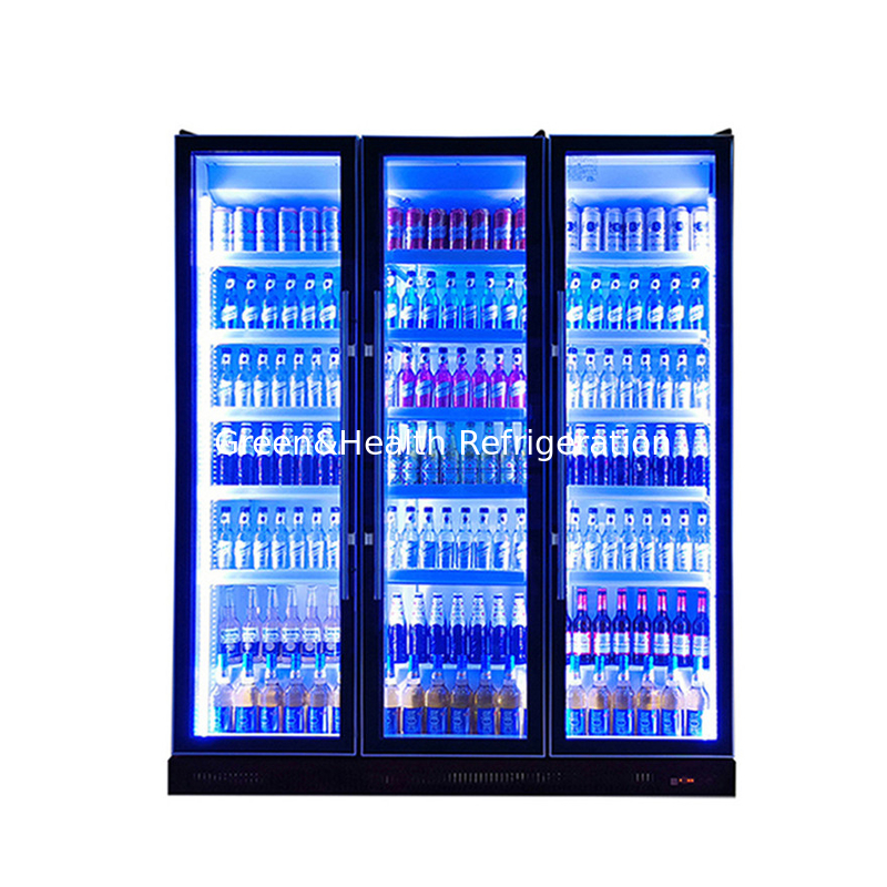 Swing Door Minuman Beralkohol Display Freezer dengan R290 refrigerant dan Low E Glass