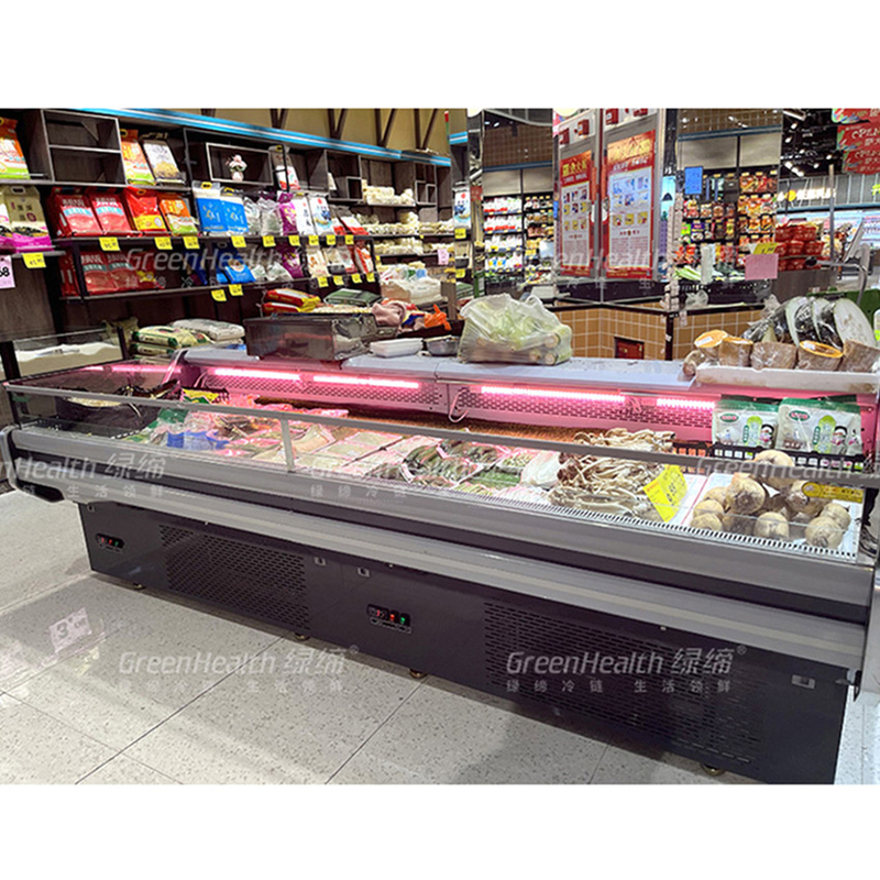 Besar -2 ~ 8oC Mobile Portable Deli Meat Display Kulkas Pembeku Terbuka