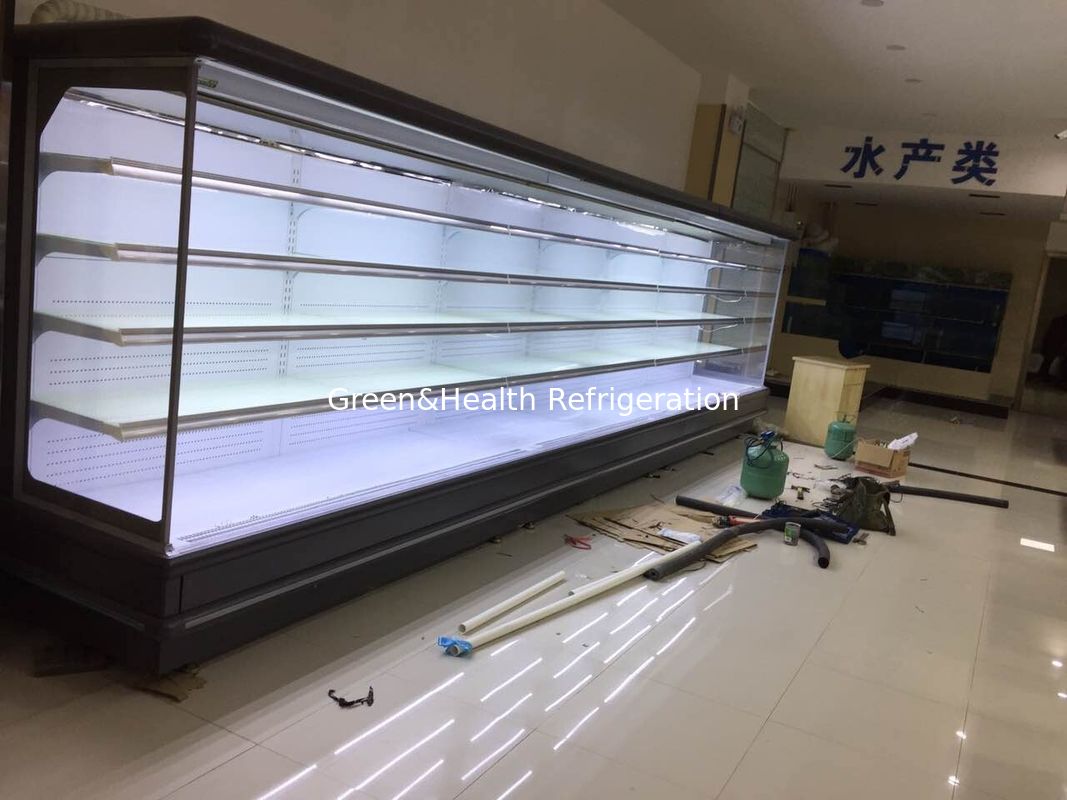 R404a / R134 Multideck Buka Chiller / Supermarket Display Jenis Kipas Pendingin