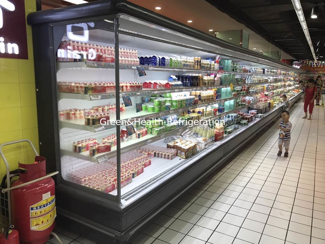 R404a / R134 Multideck Buka Chiller / Supermarket Display Jenis Kipas Pendingin