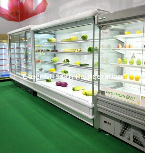 R404a / R134 Multideck Buka Chiller / Supermarket Display Jenis Kipas Pendingin