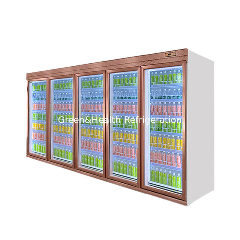 5 Lapisan Reguler Rak Kaca Pintu Minuman Chiller dengan sistem pendingin kipas dan volume yang dapat disesuaikan