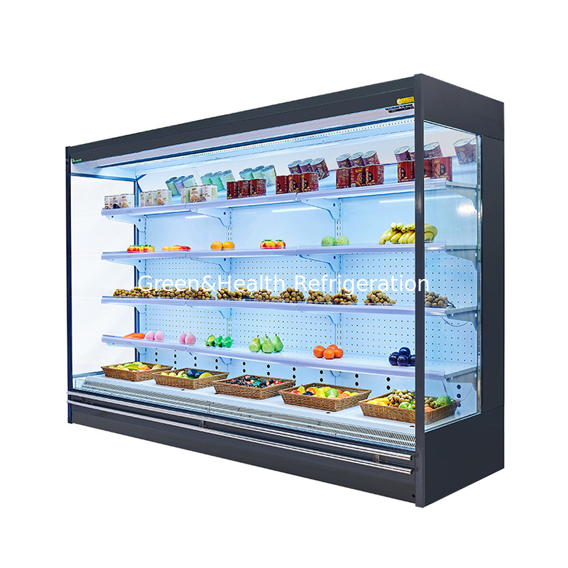 Energy Saving Glass Door Multideck Open Chiller Untuk Proyek Supermarket
