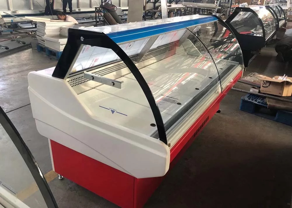 Plug-In System Deli Display Kulkas Meat Display Cooler Case Untuk Toko