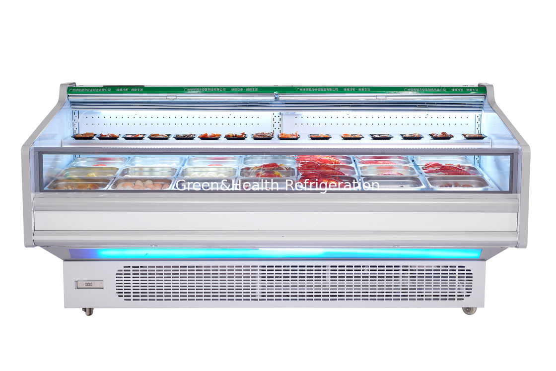 Freezer Tampilan Terbuka Horisontal Stainless Steel 800L untuk Freezer Komersial Pendingin Daging