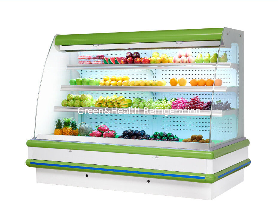Menghemat Energi Multideck Open Display Chiller Showcase Untuk Hypermarket Dengan Roda